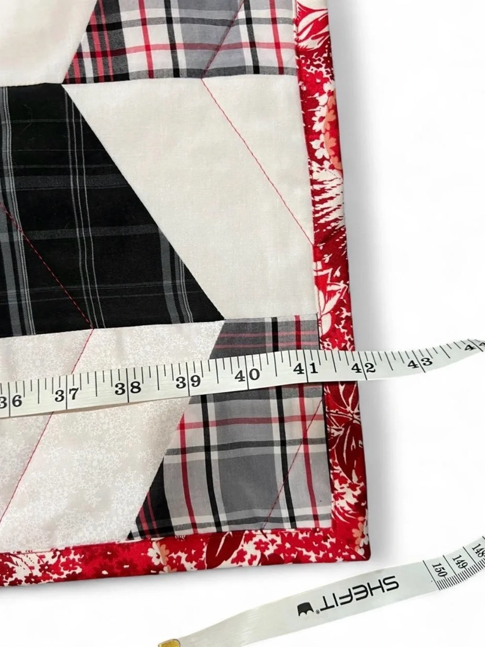 Plaid Black & White Patchwork Quilt - Handmade